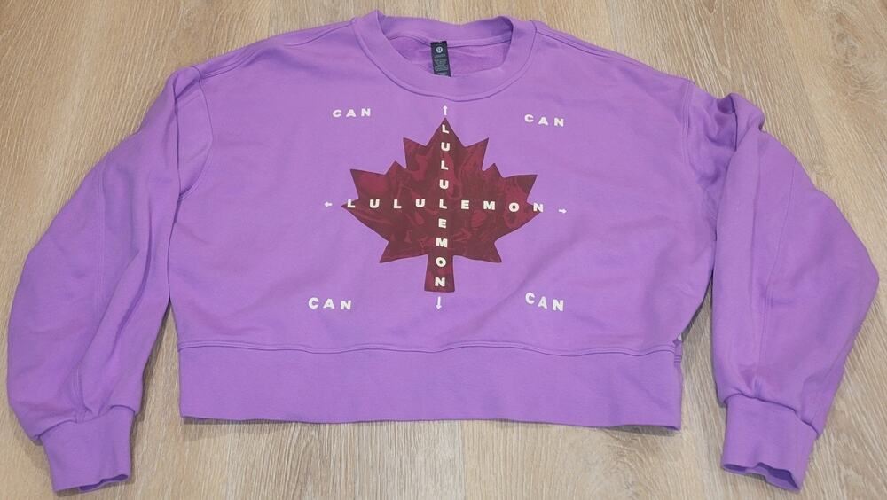 Lululemon Perfectly Oversized Crew Size 8/10 Cropped TEAM CANADA purple CC